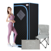 Portable Full Size Black Infrared Sauna tentâ€“Personal Home Spa, with Infrared Panels, Heating Foot Pad,Controller, Foldable Chair