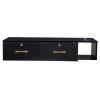 15cm E0 chipboard pitted surface, two drawers and three holes with lock, salon cabinet, black