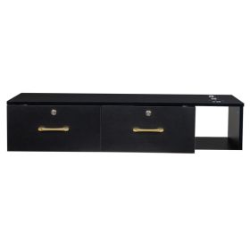 15cm E0 chipboard pitted surface, two drawers and three holes with lock, salon cabinet, black