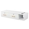 15cm E0 chipboard pitted surface, two drawers and three holes with lock, salon cabinet, white