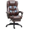 High Back Massage Office Chair with 6-Point Vibration, 5 Modes, Executive Chair, PU Leather Swivel Chair with Reclining Back, and Retractable Footrest