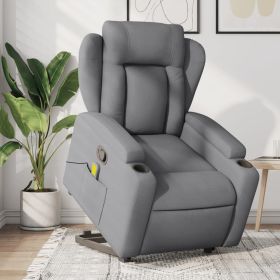 Stand up Massage Recliner Chair Light Gray Fabric