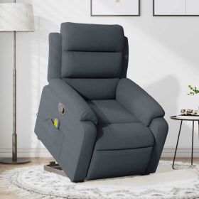 Stand up Massage Recliner Chair Dark Gray Velvet