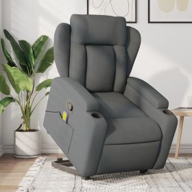 Stand up Massage Recliner Chair Dark Gray Fabric