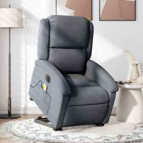 Electric Stand up Massage Recliner Chair Dark Gray Velvet