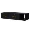 15cm E0 chipboard pitted surface, two drawers and three holes with lock, salon cabinet, black