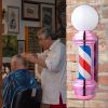 27" Barber Pole LED Light Pink,Classic Style Hair Salon Barber Shop Open Sign,Rotating Red White Blue LED Strips,IP44 Waterproof Save Energy