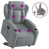 Stand up Massage Recliner Chair Light Gray Fabric