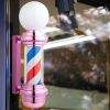 27" Barber Pole LED Light Pink,Classic Style Hair Salon Barber Shop Open Sign,Rotating Red White Blue LED Strips,IP44 Waterproof Save Energy