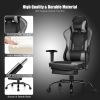 Massage Gaming Chair Recliner with Footrest and Adjustable Armrests for Home and Office-Black