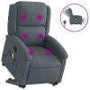 Electric Stand up Massage Recliner Chair Dark Gray Velvet