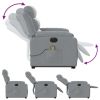 Electric Stand up Massage Recliner Chair Light Gray Fabric