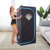 Portable Full Size Black Infrared Sauna tentâ€“Personal Home Spa, with Infrared Panels, Heating Foot Pad,Controller, Foldable Chair