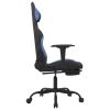 Massage Gaming Chair with Footrest Black and Blue Fabric