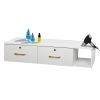 15cm E0 chipboard pitted surface, two drawers and three holes with lock, salon cabinet, white