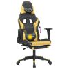 Massage Gaming Chair with Footrest Black&Gold Faux Leather