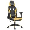 Massage Gaming Chair with Footrest Black&Gold Faux Leather