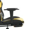 Massage Gaming Chair with Footrest Black&Gold Faux Leather