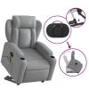 Stand up Massage Recliner Chair Light Gray Fabric