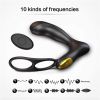 SXHMSAL Prostate Massager Anal Toy Vibrator with Dual Penis Ring, 3 Thrusting Speeds and 10 Vibration Modes