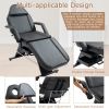 Massage Salon Tattoo Chair with Two Trays Esthetician Bed with Hydraulic Stool,Multi-Purpose 3-Section Facial Bed Table