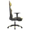 Massage Gaming Chair with Footrest Black&Gold Faux Leather