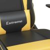 Massage Gaming Chair with Footrest Black&Gold Faux Leather