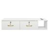 15cm E0 chipboard pitted surface, two drawers and three holes with lock, salon cabinet, white