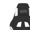 Massage Gaming Chair with Footrest Black and White Fabric