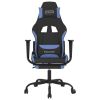 Massage Gaming Chair with Footrest Black and Blue Fabric