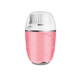 Rechargeable Electric Rotating Pore Cleaner Oil Remover Massage 3-in-1 Face Washing Instrument Portable Facial Cleanser Soft Brush (Color: Pink)