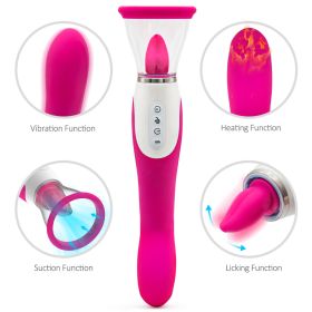 Fashion Sexy G Spott Female massage jacket2 in 1 Clitorial Stimulation Rose Shape toy for Women Funny Suction  Licking Toys Women Suck Clitorial Sucki (Color: Red)