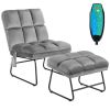 Massage Chair Velvet Accent Sofa Chair with Ottoman and Remote Control