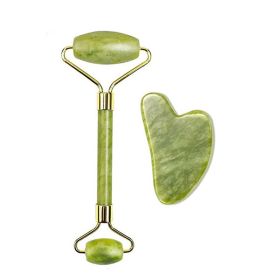 Natural Jade Face Massager Gua Sha Stone Face Guasha Masaje Facial Board Acupoint Eye Care SPA Massager Tool massage visage (Color: A Set)