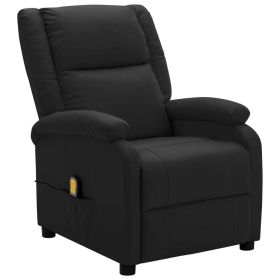 Massage Chair Black Faux Leather (Color: Black)