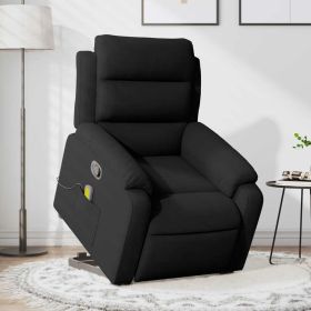 Stand up Massage Recliner Chair Black Velvet (Color: Black)