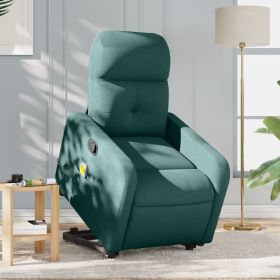 Stand up Massage Recliner Chair Dark Green Fabric (Color: Green)