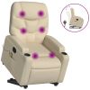 Stand up Massage Recliner Chair Cream Fabric