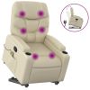 Stand up Massage Recliner Chair Cream Faux Leather