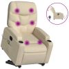 Electric Stand up Massage Recliner Chair Cream Fabric