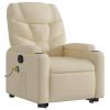 Stand up Massage Recliner Chair Cream Fabric