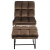 Massage Chair Velvet Accent Sofa Chair with Ottoman and Remote Control