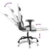 Massage Gaming Chair with Footrest White&Black Faux Leather