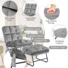 Massage Chair Velvet Accent Sofa Chair with Ottoman and Remote Control