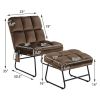 Massage Chair Velvet Accent Sofa Chair with Ottoman and Remote Control