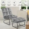 Massage Chair Velvet Accent Sofa Chair with Ottoman and Remote Control