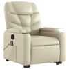 Stand up Massage Recliner Chair Cream Faux Leather