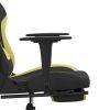 Massage Gaming Chair with Footrest Black and Light Green Fabric