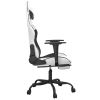 Massage Gaming Chair with Footrest White&Black Faux Leather