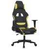 Massage Gaming Chair with Footrest Black and Light Green Fabric